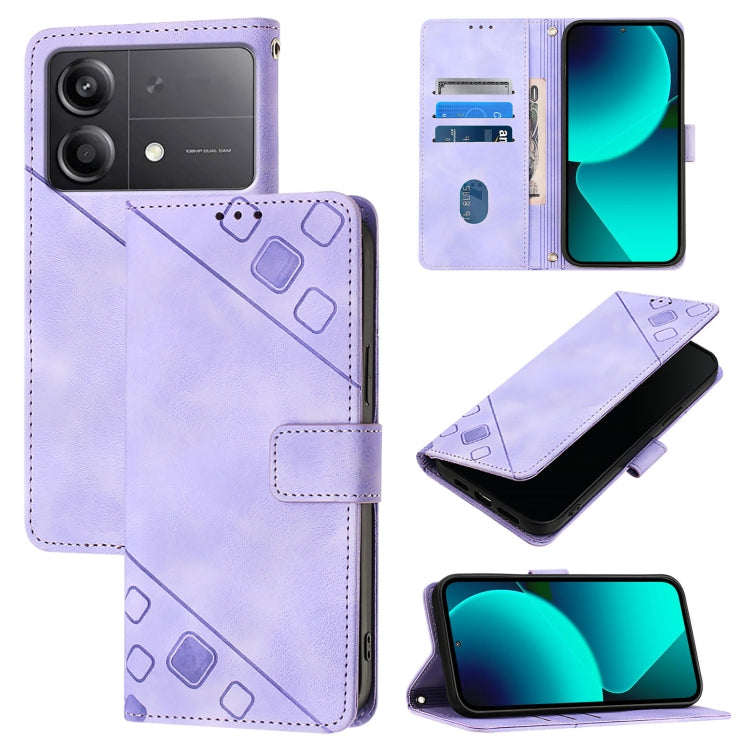 Skin Feel Embossed Leather Phone Case, For Xiaomi Poco F6, For Xiaomi Poco M6 Pro 4G, For Xiaomi Poco X6 Neo 5G Global, For Xiaomi Redmi A3