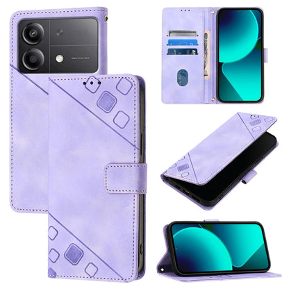 Skin Feel Embossed Leather Phone Case, For Xiaomi Poco F6, For Xiaomi Poco M6 Pro 4G, For Xiaomi Poco X6 Neo 5G Global, For Xiaomi Redmi A3