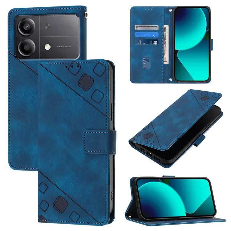 Skin Feel Embossed Leather Phone Case, For Xiaomi Poco F6, For Xiaomi Poco M6 Pro 4G, For Xiaomi Poco X6 Neo 5G Global, For Xiaomi Redmi A3