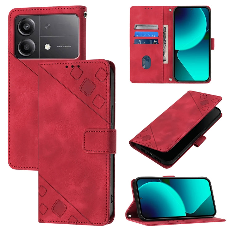 Skin Feel Embossed Leather Phone Case, For Xiaomi Poco F6, For Xiaomi Poco M6 Pro 4G, For Xiaomi Poco X6 Neo 5G Global, For Xiaomi Redmi A3