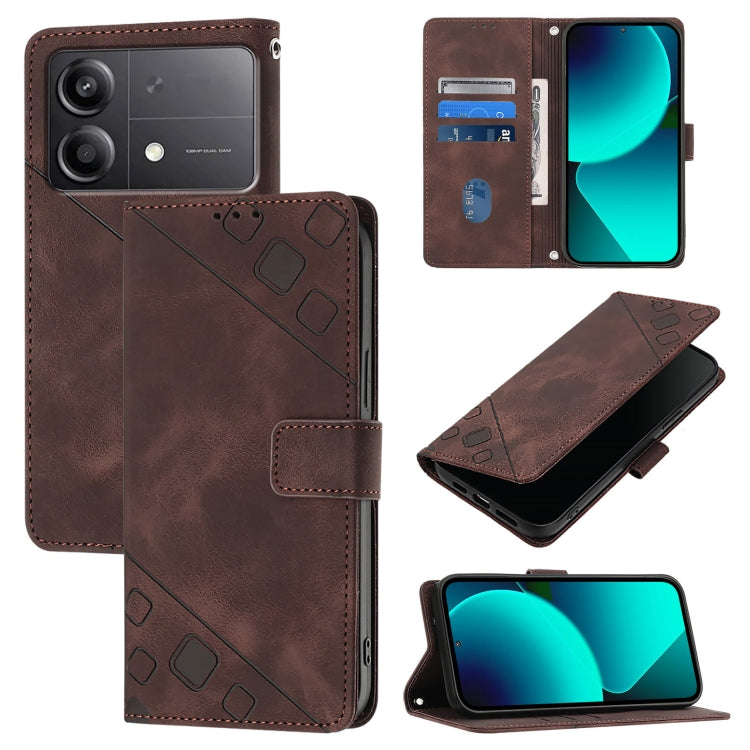 Skin Feel Embossed Leather Phone Case, For Xiaomi Poco F6, For Xiaomi Poco M6 Pro 4G, For Xiaomi Poco X6 Neo 5G Global, For Xiaomi Redmi A3