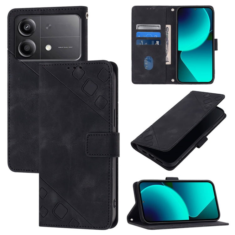 Skin Feel Embossed Leather Phone Case, For Xiaomi Poco F6, For Xiaomi Poco M6 Pro 4G, For Xiaomi Poco X6 Neo 5G Global, For Xiaomi Redmi A3
