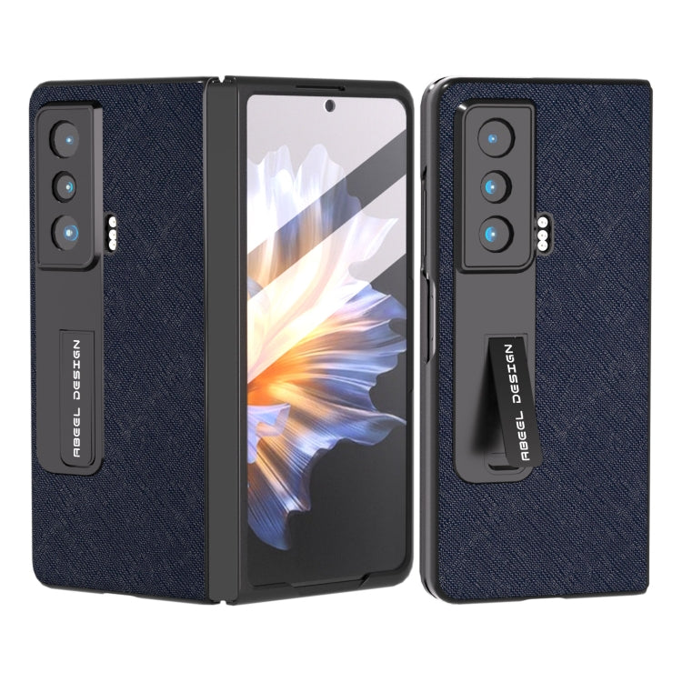 Integrated Cross Texture Genuine Leather Phone Case with Holder, For Honor Magic Vs, For OPPO Find N2