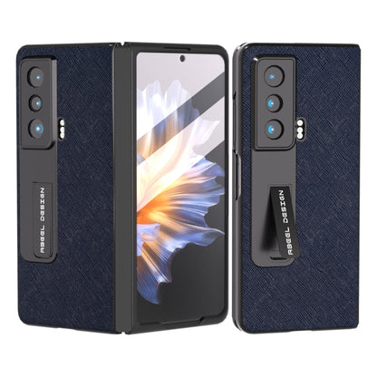 Integrated Cross Texture Genuine Leather Phone Case with Holder, For Honor Magic Vs, For OPPO Find N2