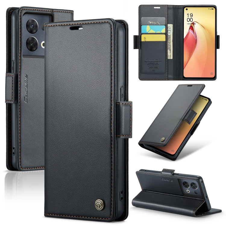 CaseMe 023 Butterfly Buckle Litchi Texture RFID Anti-theft Leather Phone Case, For OPPO A78 4G, For OPPO A77s, For OPPO Reno8 Pro 5G Global, For OPPO Reno7 Z Global/Reno7 Lite Global