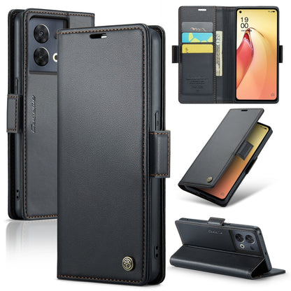 CaseMe 023 Butterfly Buckle Litchi Texture RFID Anti-theft Leather Phone Case, For OPPO A78 4G, For OPPO A77s, For OPPO Reno8 Pro 5G Global, For OPPO Reno7 Z Global/Reno7 Lite Global