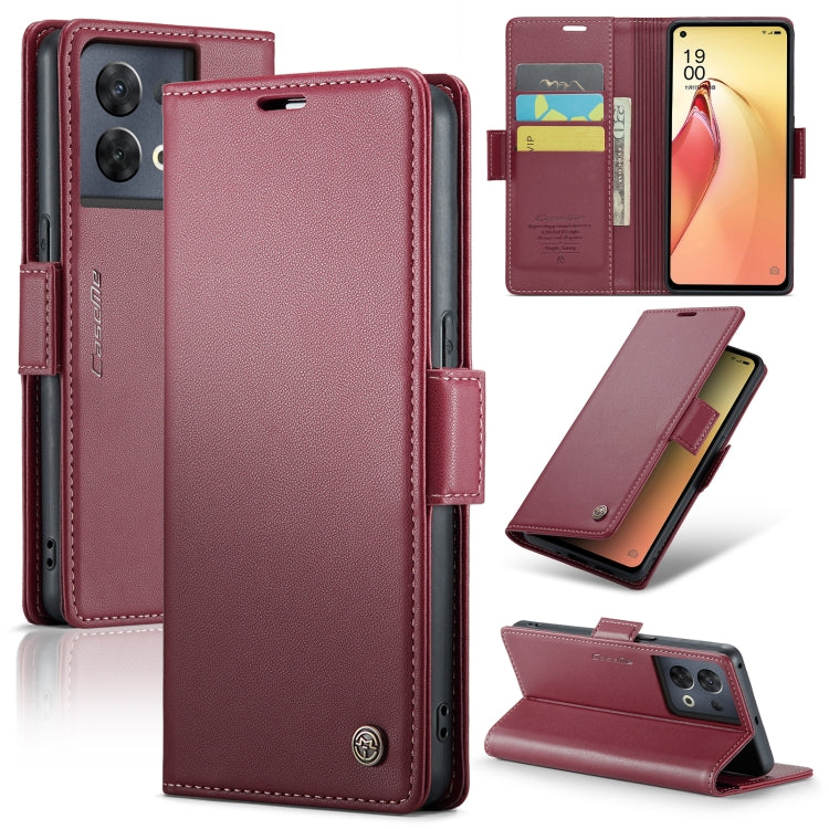 CaseMe 023 Butterfly Buckle Litchi Texture RFID Anti-theft Leather Phone Case, For OPPO A78 4G, For OPPO A77s, For OPPO Reno8 Pro 5G Global, For OPPO Reno7 Z Global/Reno7 Lite Global