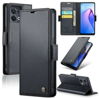CaseMe 023 Butterfly Buckle Litchi Texture RFID Anti-theft Leather Phone Case, For OPPO Reno8 5G Global, For OPPO A96 4G Global/A36 4G/K10 4G/A76 4G