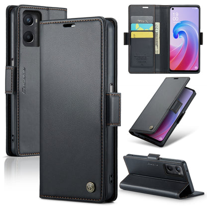 CaseMe 023 Butterfly Buckle Litchi Texture RFID Anti-theft Leather Phone Case, For OPPO Reno8 5G Global, For OPPO A96 4G Global/A36 4G/K10 4G/A76 4G