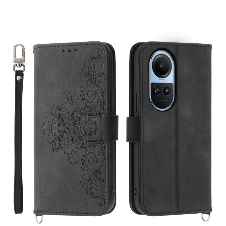 Skin Feel Flowers Embossed Wallet Leather Phone Case, For OPPO A58 4G, For OPPO Reno10 Global / Reno10 Pro Global, For OPPO Reno10 Pro+ 5G, For OPPO A78 5G Global/A58x Global/A1x 5G