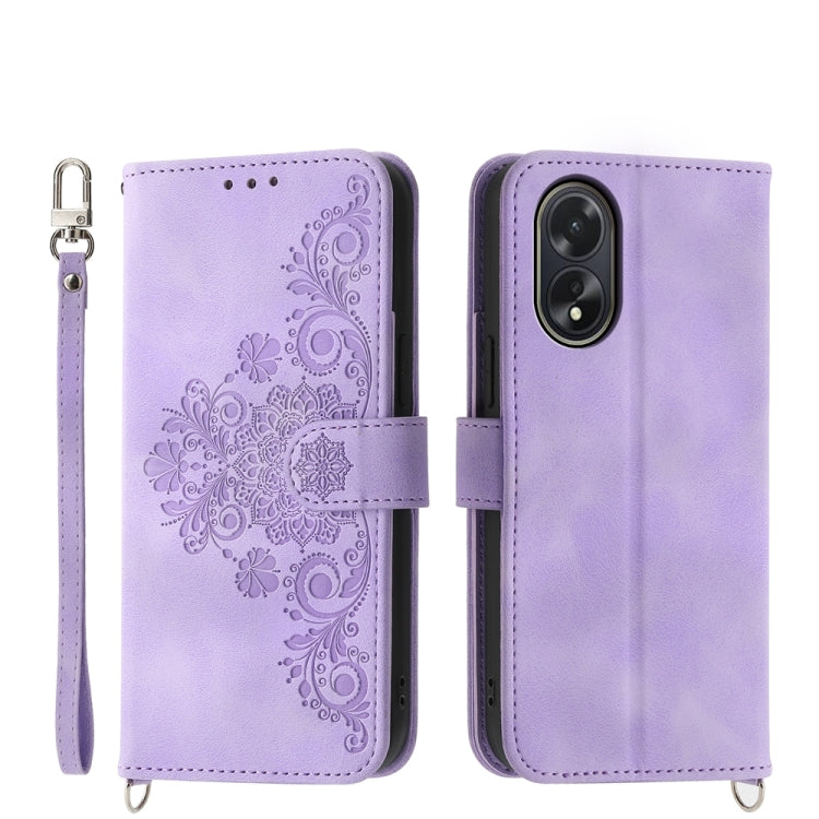 Skin Feel Flowers Embossed Wallet Leather Phone Case, For OPPO Reno11 Pro, For OPPO Reno11, For OPPO A2, For OPPO A38 4G
