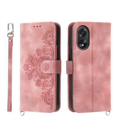 Skin Feel Flowers Embossed Wallet Leather Phone Case, For OPPO Reno11 Pro, For OPPO Reno11, For OPPO A2, For OPPO A38 4G