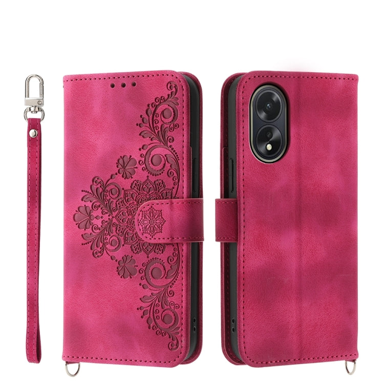 Skin Feel Flowers Embossed Wallet Leather Phone Case, For OPPO Reno11 Pro, For OPPO Reno11, For OPPO A2, For OPPO A38 4G