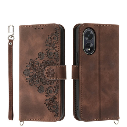 Skin Feel Flowers Embossed Wallet Leather Phone Case, For OPPO Reno11 Pro, For OPPO Reno11, For OPPO A2, For OPPO A38 4G
