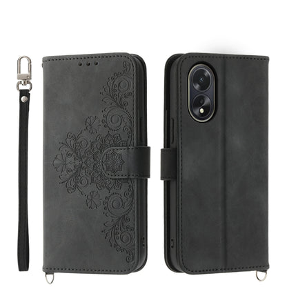 Skin Feel Flowers Embossed Wallet Leather Phone Case, For OPPO Reno11 Pro, For OPPO Reno11, For OPPO A2, For OPPO A38 4G
