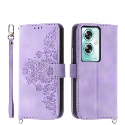 Skin Feel Flowers Embossed Wallet Leather Phone Case, For OPPO A52, For OPPO A79 5G