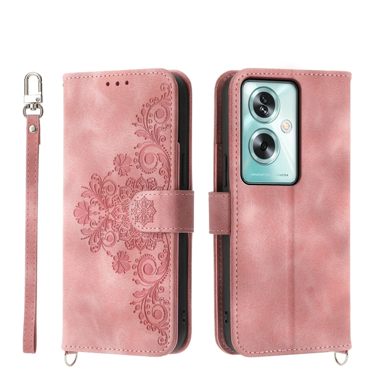 Skin Feel Flowers Embossed Wallet Leather Phone Case, For OPPO A52, For OPPO A79 5G