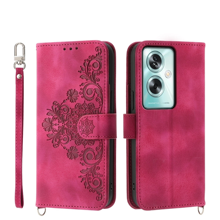 Skin Feel Flowers Embossed Wallet Leather Phone Case, For OPPO A52, For OPPO A79 5G