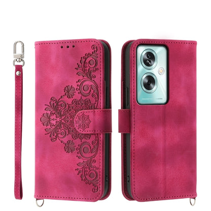 Skin Feel Flowers Embossed Wallet Leather Phone Case, For OPPO A52, For OPPO A79 5G
