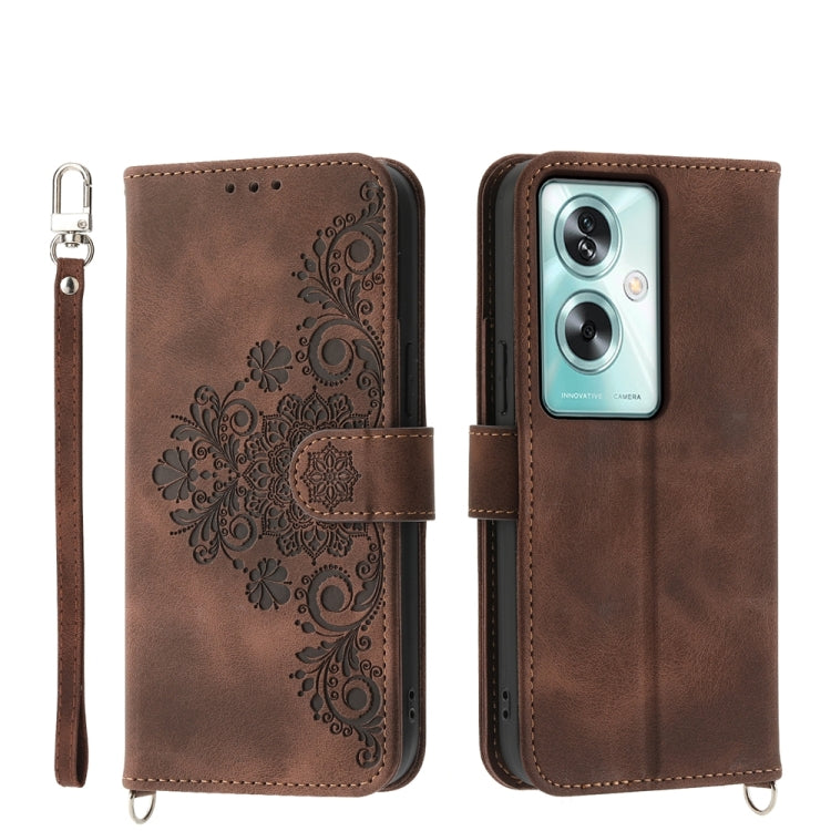Skin Feel Flowers Embossed Wallet Leather Phone Case, For OPPO A52, For OPPO A79 5G
