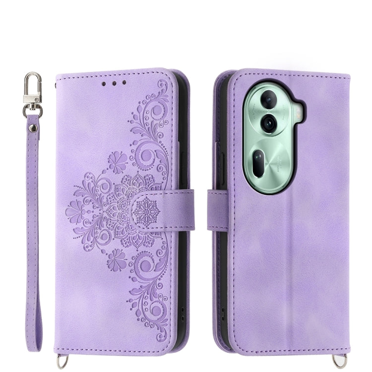 Skin Feel Flowers Embossed Wallet Leather Phone Case, For OPPO Reno11 Pro, For OPPO Reno11, For OPPO A2, For OPPO A38 4G