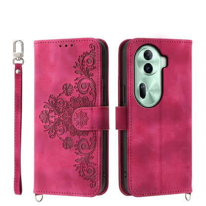 Skin Feel Flowers Embossed Wallet Leather Phone Case, For OPPO Reno11 Pro, For OPPO Reno11, For OPPO A2, For OPPO A38 4G