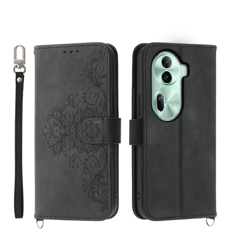 Skin Feel Flowers Embossed Wallet Leather Phone Case, For OPPO Reno11 Pro, For OPPO Reno11, For OPPO A2, For OPPO A38 4G