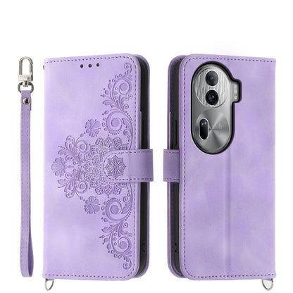 Skin Feel Flowers Embossed Wallet Leather Phone Case, For OPPO Reno11 Pro, For OPPO Reno11, For OPPO A2, For OPPO A38 4G