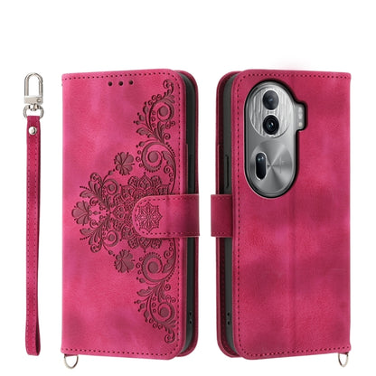 Skin Feel Flowers Embossed Wallet Leather Phone Case, For OPPO Reno11 Pro, For OPPO Reno11, For OPPO A2, For OPPO A38 4G