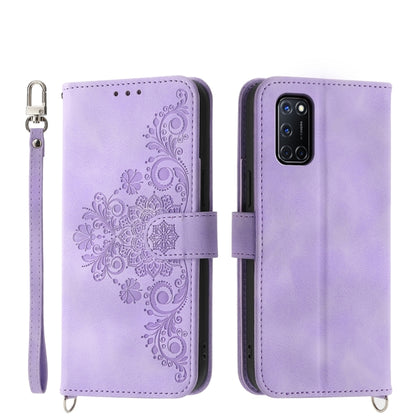Skin Feel Flowers Embossed Wallet Leather Phone Case, For OPPO A52, For OPPO A79 5G
