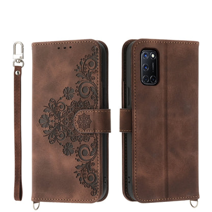 Skin Feel Flowers Embossed Wallet Leather Phone Case, For OPPO A52, For OPPO A79 5G