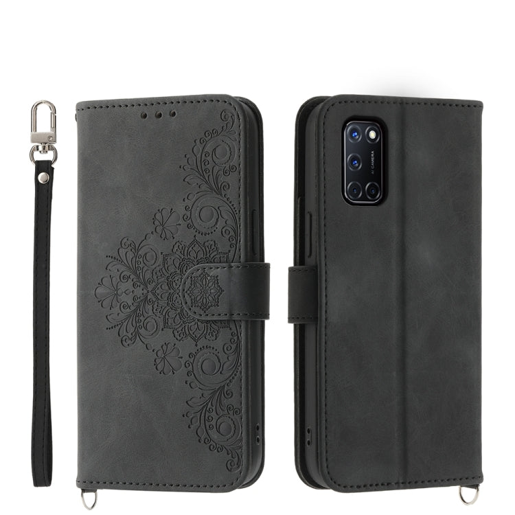 Skin Feel Flowers Embossed Wallet Leather Phone Case, For OPPO A52, For OPPO A79 5G