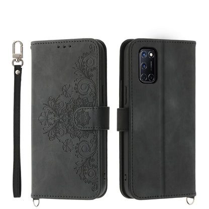 Skin Feel Flowers Embossed Wallet Leather Phone Case, For OPPO A52, For OPPO A79 5G