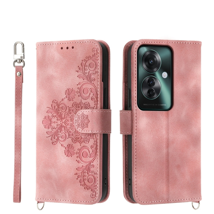 Skin Feel Flowers Embossed Wallet Leather Phone Case, For OPPO A5 Pro 5G Global, For OPPO Reno13 F 4G / 5G, For OPPO Reno12 F 4G / 5G / F27 India, For OPPO Reno11 F