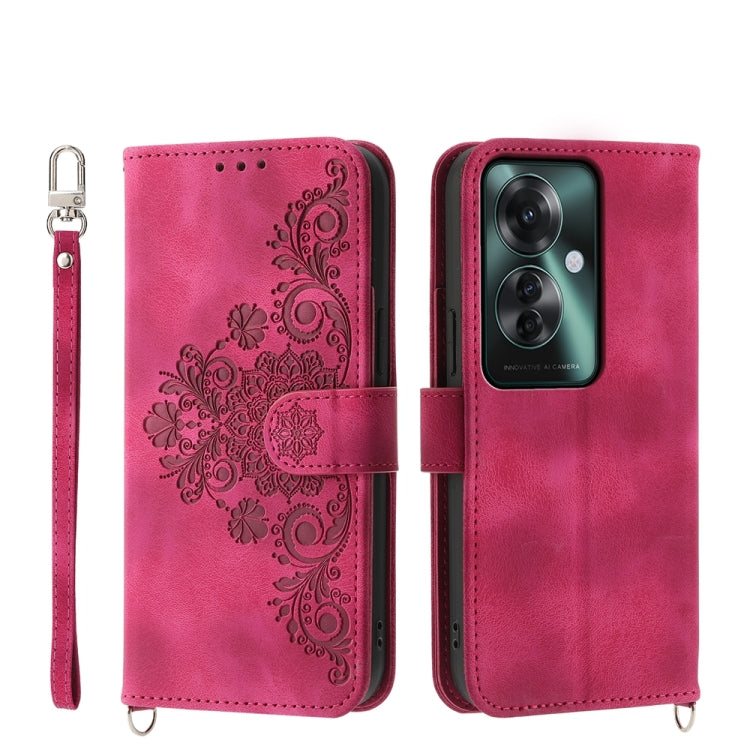 Skin Feel Flowers Embossed Wallet Leather Phone Case, For OPPO A5 Pro 5G Global, For OPPO Reno13 F 4G / 5G, For OPPO Reno12 F 4G / 5G / F27 India, For OPPO Reno11 F