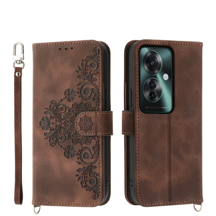 Skin Feel Flowers Embossed Wallet Leather Phone Case, For OPPO A5 Pro 5G Global, For OPPO Reno13 F 4G / 5G, For OPPO Reno12 F 4G / 5G / F27 India, For OPPO Reno11 F