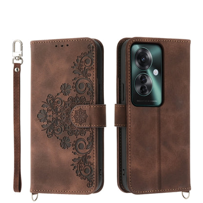 Skin Feel Flowers Embossed Wallet Leather Phone Case, For OPPO A5 Pro 5G Global, For OPPO Reno13 F 4G / 5G, For OPPO Reno12 F 4G / 5G / F27 India, For OPPO Reno11 F