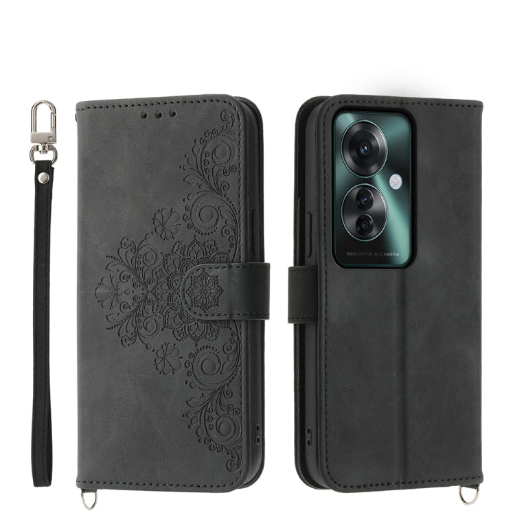 Skin Feel Flowers Embossed Wallet Leather Phone Case, For OPPO A5 Pro 5G Global, For OPPO Reno13 F 4G / 5G, For OPPO Reno12 F 4G / 5G / F27 India, For OPPO Reno11 F