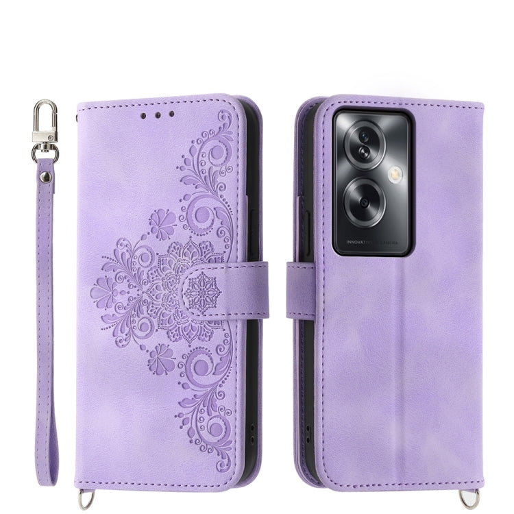 Skin Feel Flowers Embossed Wallet Leather Phone Case, For OPPO Reno11 Pro, For OPPO Reno11, For OPPO A2, For OPPO A38 4G