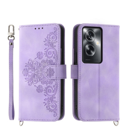 Skin Feel Flowers Embossed Wallet Leather Phone Case, For OPPO Reno11 Pro, For OPPO Reno11, For OPPO A2, For OPPO A38 4G