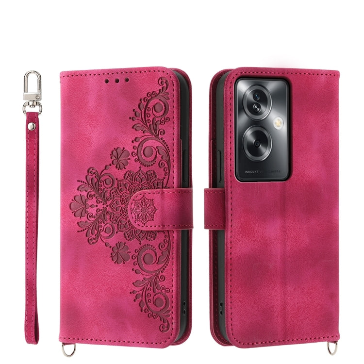 Skin Feel Flowers Embossed Wallet Leather Phone Case, For OPPO Reno11 Pro, For OPPO Reno11, For OPPO A2, For OPPO A38 4G
