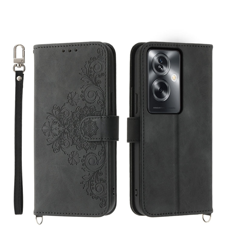 Skin Feel Flowers Embossed Wallet Leather Phone Case, For OPPO Reno11 Pro, For OPPO Reno11, For OPPO A2, For OPPO A38 4G