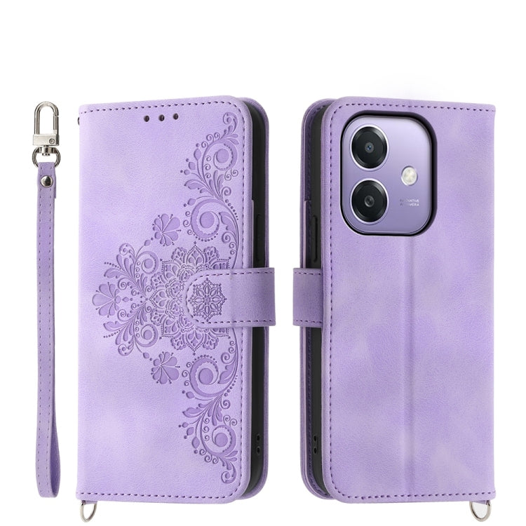 Skin Feel Flowers Embossed Wallet Leather Phone Case, For OPPO A6 Pro 4G / 5G Global / F31 5G, For OPPO Reno14 Global / Reno14 F 5G, For OPPO A5x 5G / A3 4G / 5G / A3x 4G / 5G, For OPPO A5 5G Global / A3 Pro 5G