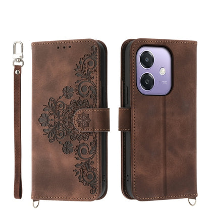 Skin Feel Flowers Embossed Wallet Leather Phone Case, For OPPO A6 Pro 4G / 5G Global / F31 5G, For OPPO Reno14 Global / Reno14 F 5G, For OPPO A5x 5G / A3 4G / 5G / A3x 4G / 5G, For OPPO A5 5G Global / A3 Pro 5G