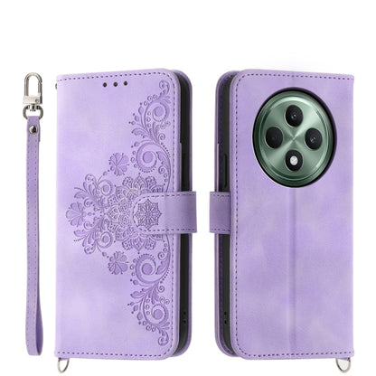 Skin Feel Flowers Embossed Wallet Leather Phone Case, For OPPO A5 Pro 5G Global, For OPPO Reno13 F 4G / 5G, For OPPO Reno12 F 4G / 5G / F27 India, For OPPO Reno11 F