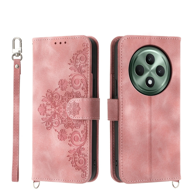 Skin Feel Flowers Embossed Wallet Leather Phone Case, For OPPO A5 Pro 5G Global, For OPPO Reno13 F 4G / 5G, For OPPO Reno12 F 4G / 5G / F27 India, For OPPO Reno11 F