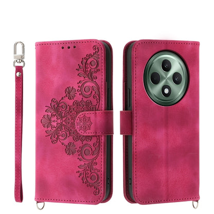 Skin Feel Flowers Embossed Wallet Leather Phone Case, For OPPO A5 Pro 5G Global, For OPPO Reno13 F 4G / 5G, For OPPO Reno12 F 4G / 5G / F27 India, For OPPO Reno11 F