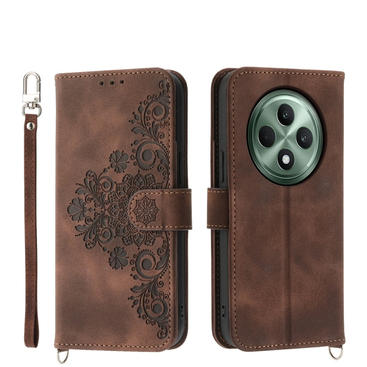 Skin Feel Flowers Embossed Wallet Leather Phone Case, For OPPO A5 Pro 5G Global, For OPPO Reno13 F 4G / 5G, For OPPO Reno12 F 4G / 5G / F27 India, For OPPO Reno11 F