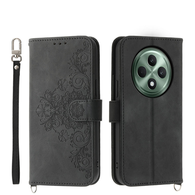 Skin Feel Flowers Embossed Wallet Leather Phone Case, For OPPO A5 Pro 5G Global, For OPPO Reno13 F 4G / 5G, For OPPO Reno12 F 4G / 5G / F27 India, For OPPO Reno11 F