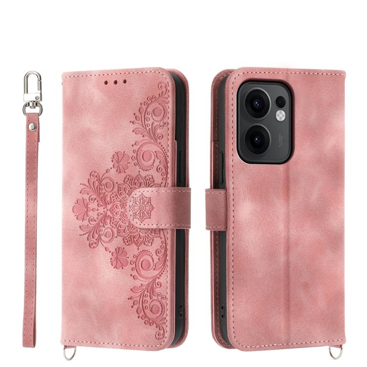 Skin Feel Flowers Embossed Wallet Leather Phone Case, For OPPO A5 Pro 5G Global, For OPPO Reno13 F 4G / 5G, For OPPO Reno12 F 4G / 5G / F27 India, For OPPO Reno11 F